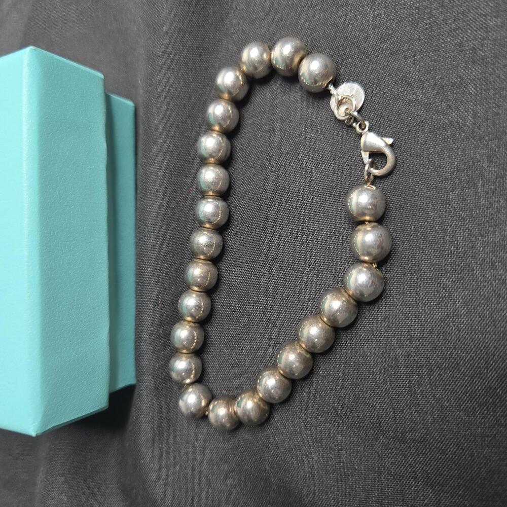 Tiffany & Co Bracelet Sterling Silver Hardwear Ball 10mm 8.25 Length Box Bag